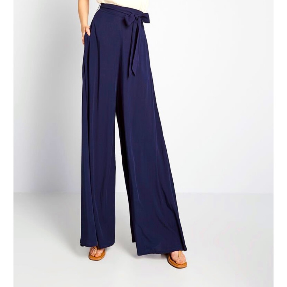 ModCloth x Collectif Wide-Leg Pants with Tie Belt